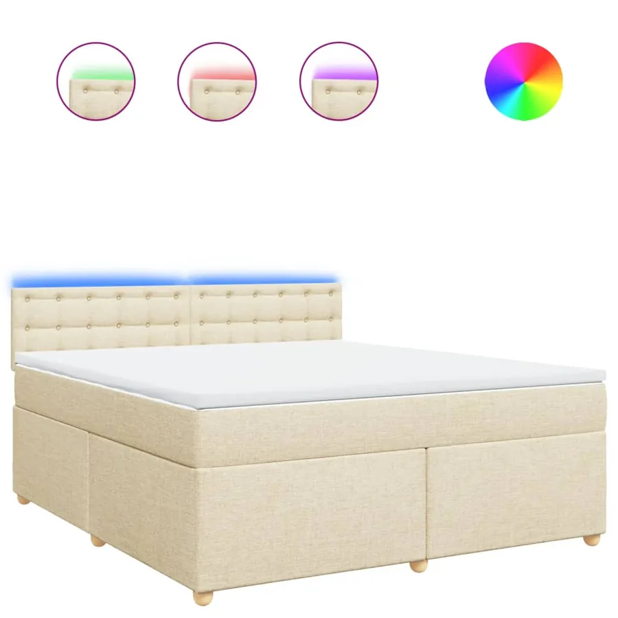 Sommier à lattes de lit avec matelas Crème 180x200 cm Tissu - 2