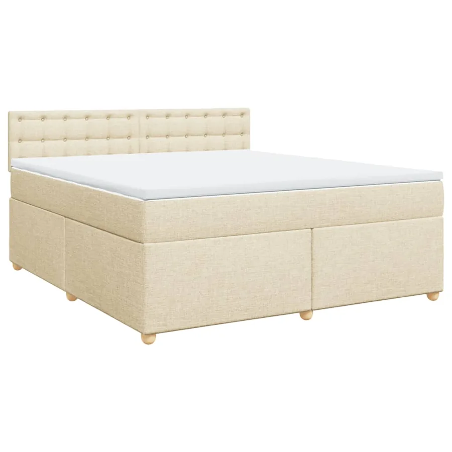 Sommier à lattes de lit avec matelas Crème 180x200 cm Tissu - 3