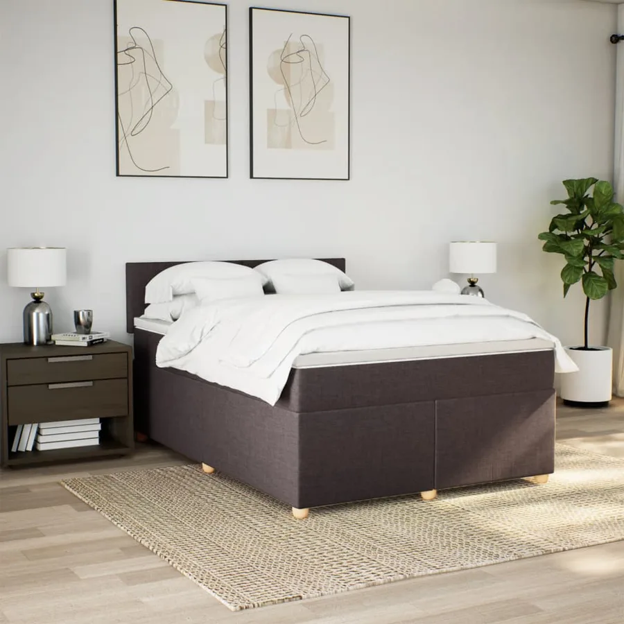 Sommier à lattes de lit avec matelas Marron foncé 160x200 cm - 4