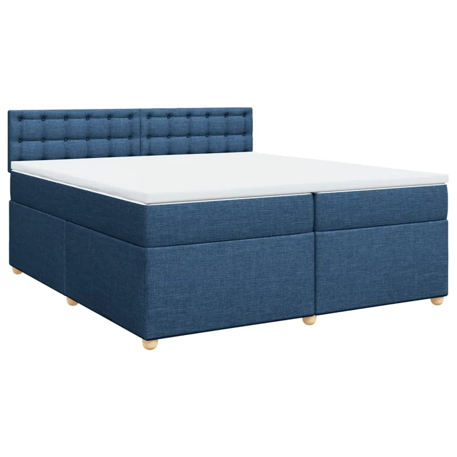 Sommier à lattes de lit avec matelas Bleu 200x200 cm Tissu - 2