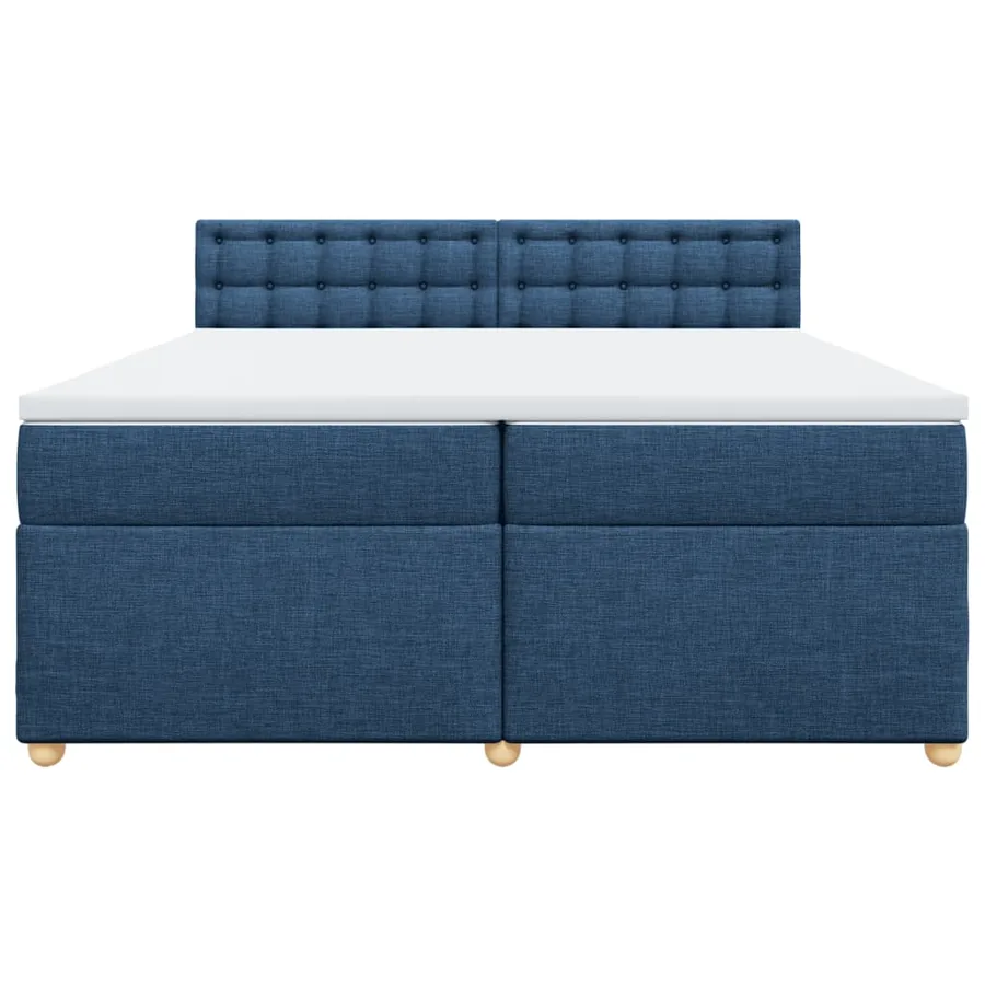 Sommier à lattes de lit avec matelas Bleu 200x200 cm Tissu - 4