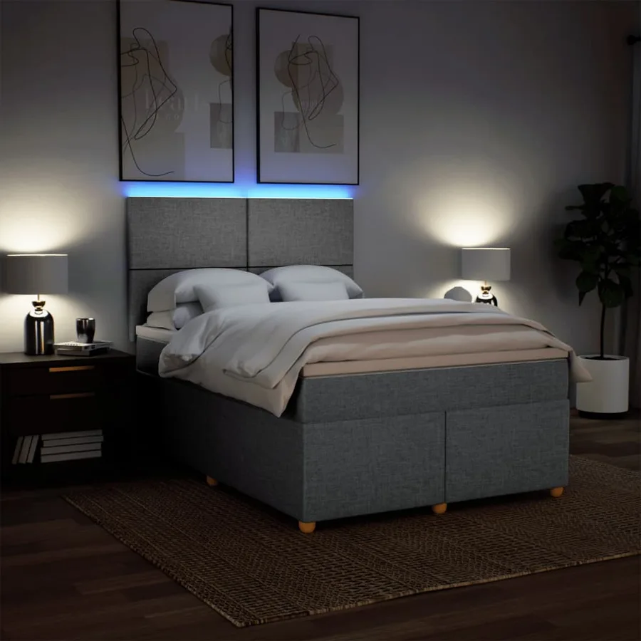 Sommier à lattes de lit avec matelas Gris clair 160x200cm Tissu - 5