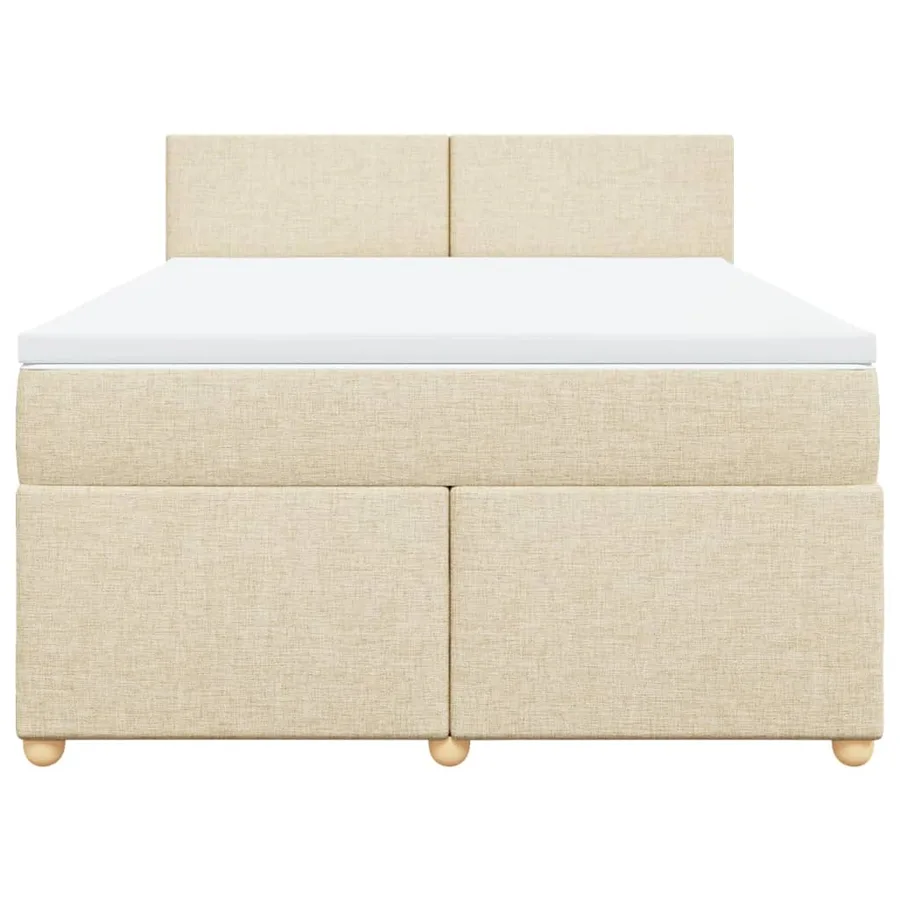 Sommier à lattes de lit avec matelas Crème 160x200 cm Tissu - 4