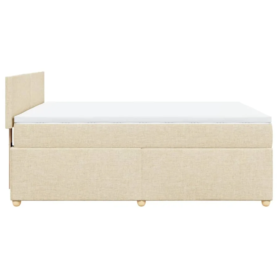 Sommier à lattes de lit avec matelas Crème 160x200 cm Tissu - 5