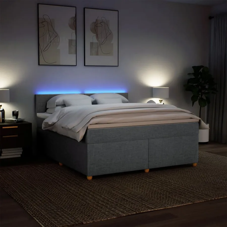 Sommier à lattes de lit avec matelas Gris clair 180x200cm Tissu - 5