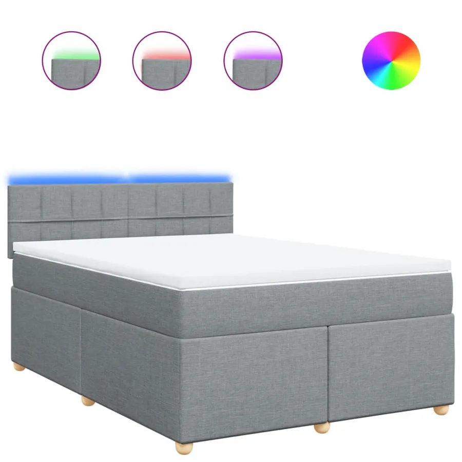 Sommier à lattes de lit avec matelas Gris clair 160x200cm Tissu - 2