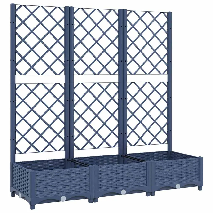 Jardinière avec treillis bleu gris 120x40x121,5 cm PP - 2
