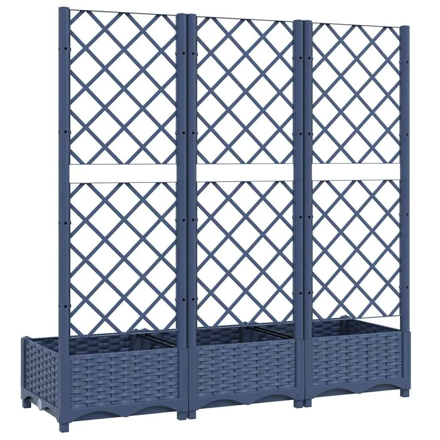 Planter with Trellis Blue Grey 120x40x121.5 cm PP - 4