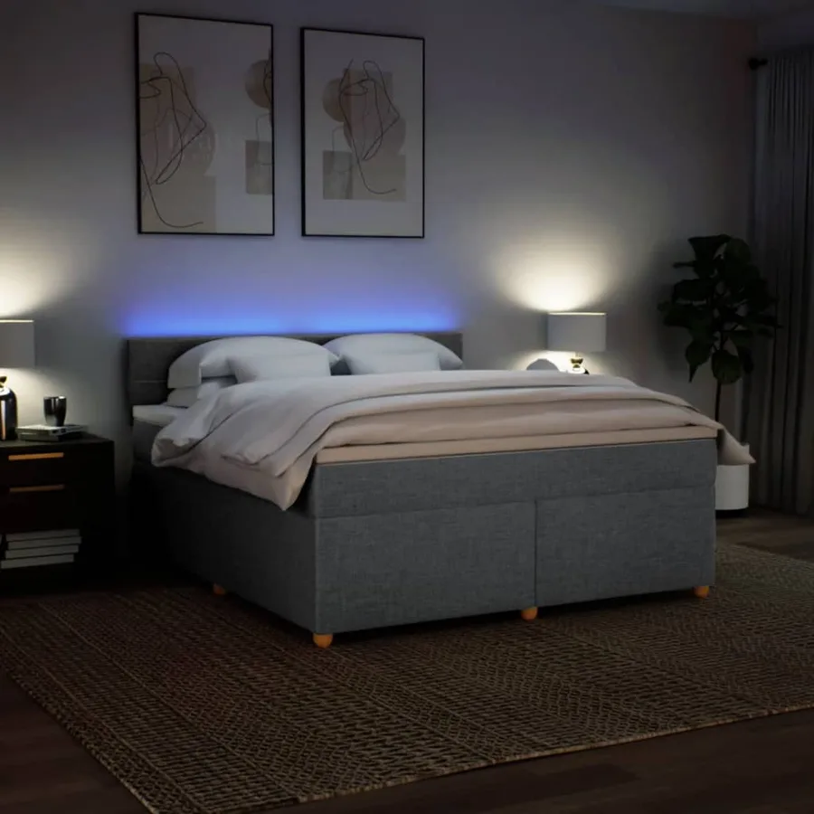 Sommier à lattes de lit avec matelas Gris clair 180x200cm Tissu - 5