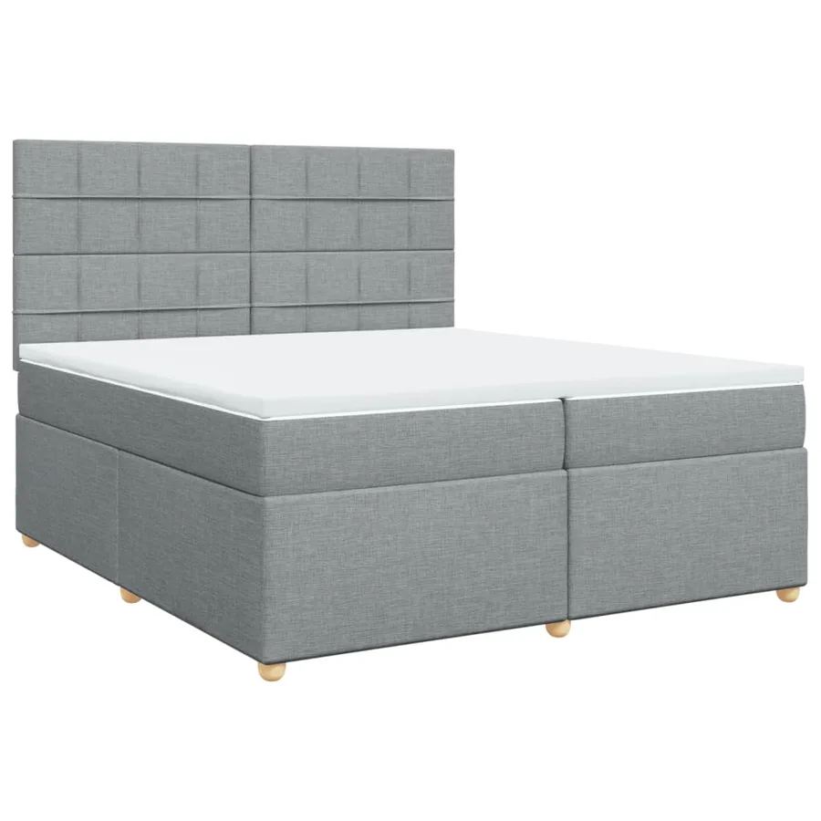 Sommier à lattes de lit avec matelas Gris clair 200x200cm Tissu - 3