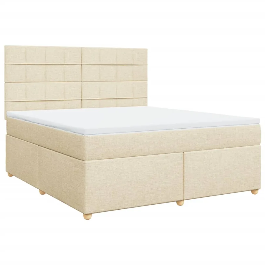 Sommier à lattes de lit avec matelas Crème 180x200 cm Tissu - 3