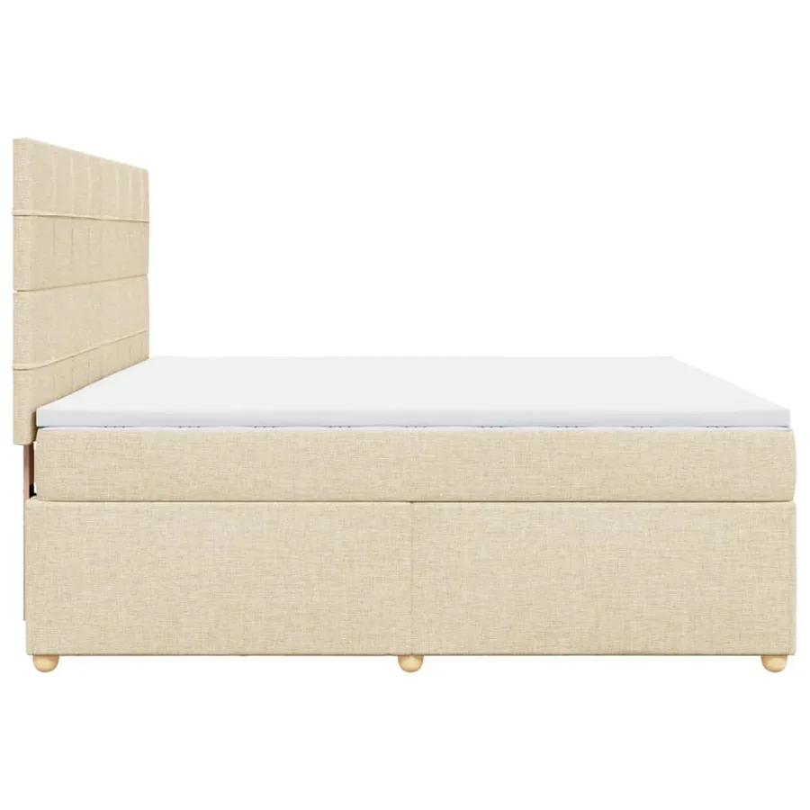 Sommier à lattes de lit avec matelas Crème 180x200 cm Tissu - 7