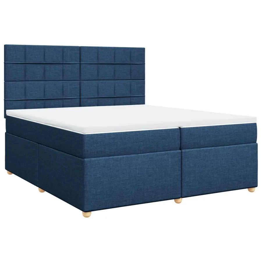 Sommier à lattes de lit avec matelas Bleu 200x200 cm Tissu - 2