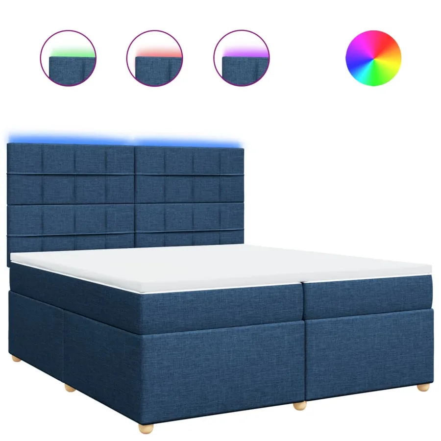 Sommier à lattes de lit avec matelas Bleu 200x200 cm Tissu - 2
