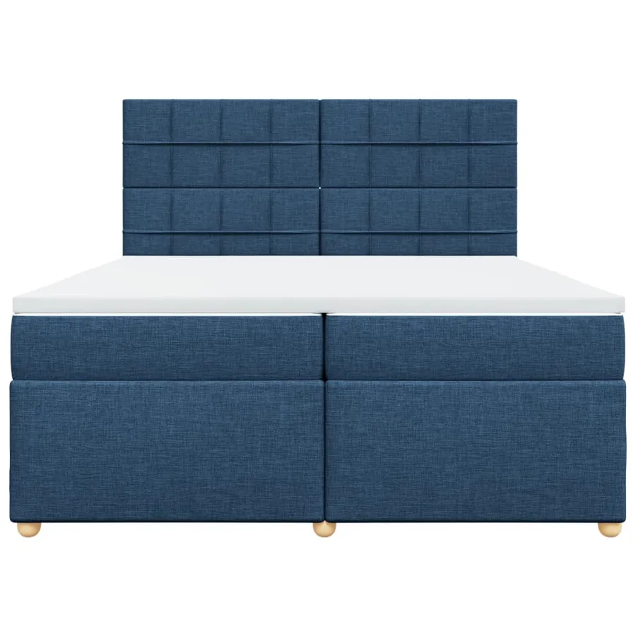 Sommier à lattes de lit avec matelas Bleu 200x200 cm Tissu - 6