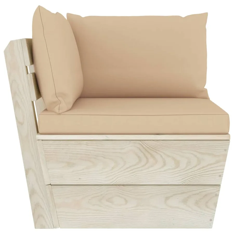 Canapé d'angle palette de jardin avec coussins Épicéa imprégné - 3
