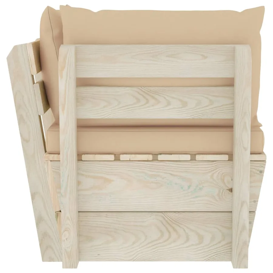 Canapé d'angle palette de jardin avec coussins Épicéa imprégné - 4
