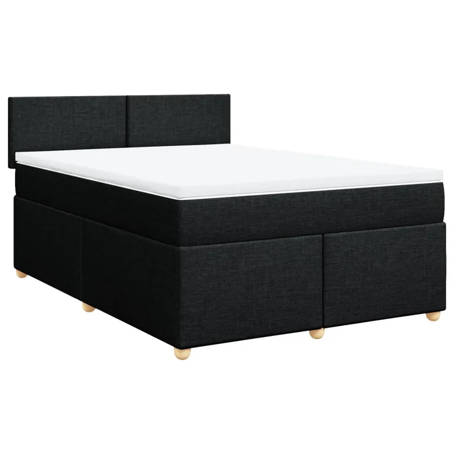 Sommier à lattes de lit avec matelas Noir 140x200 cm Tissu - 3