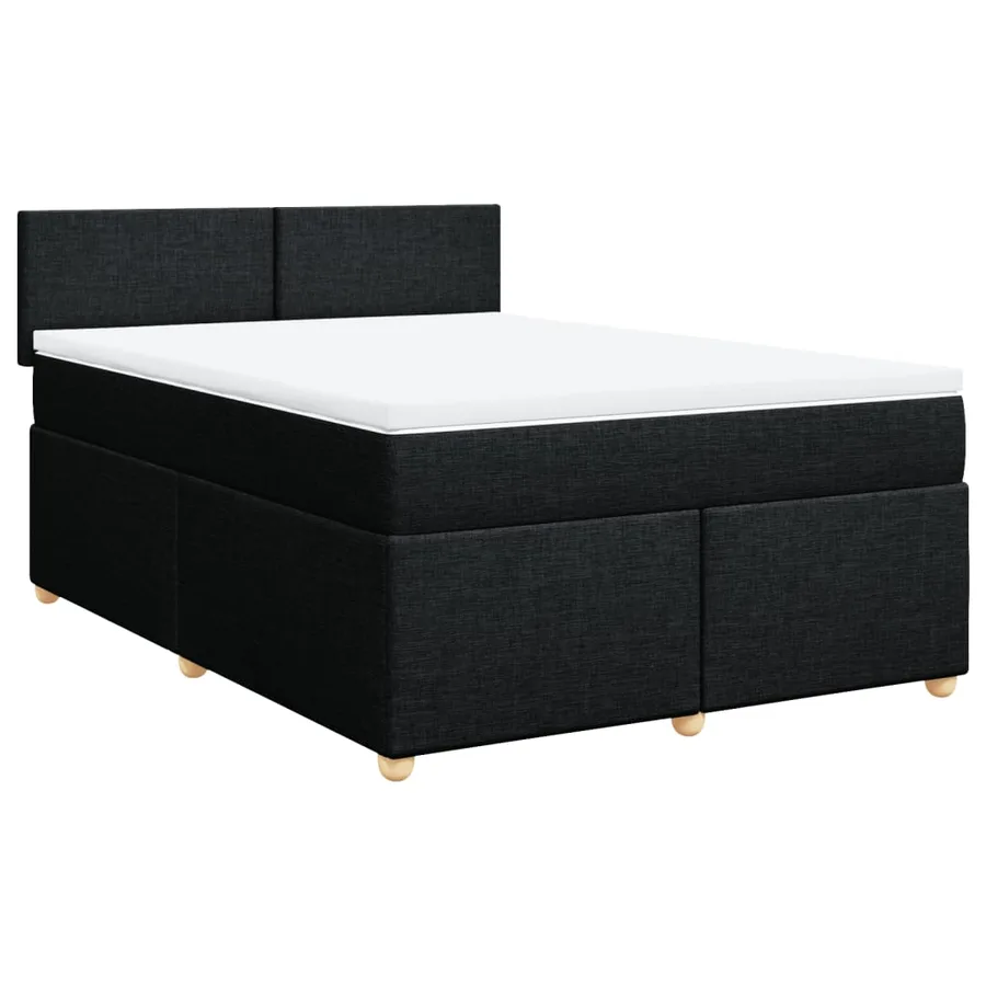 Sommier à lattes de lit avec matelas Noir 140x190 cm Tissu - 3