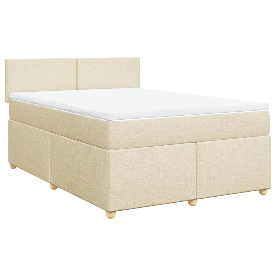 Sommier à lattes de lit avec matelas Crème 140x190 cm Tissu - 2