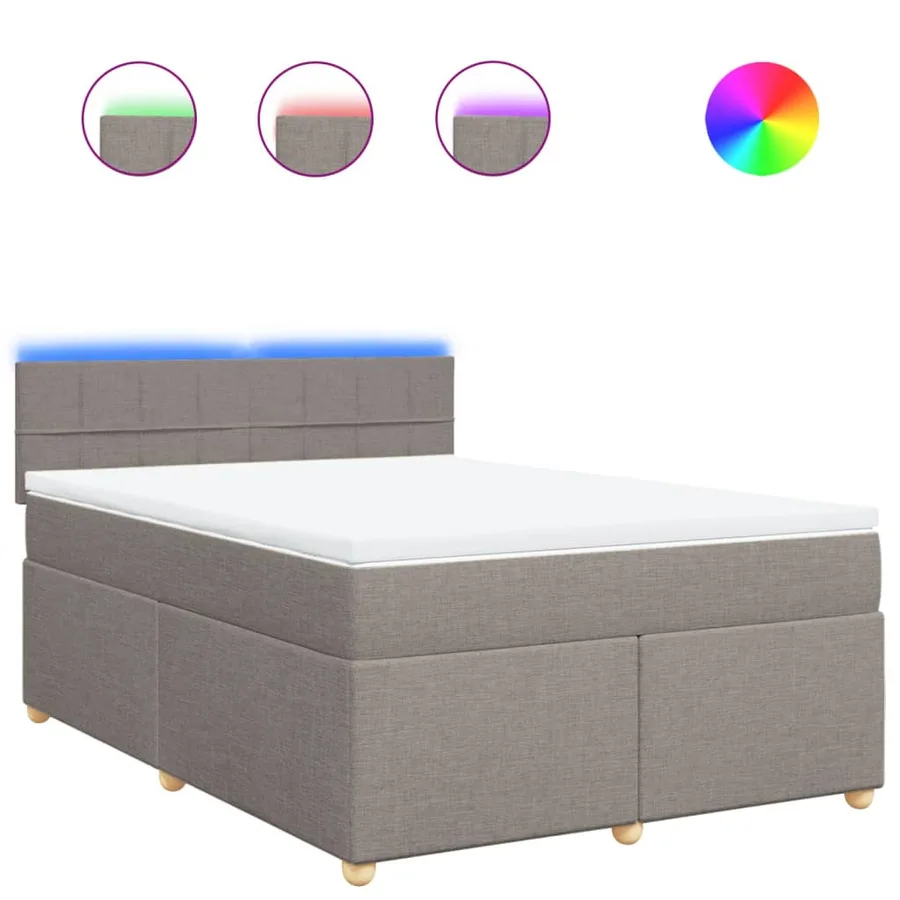 Sommier à lattes de lit avec matelas Taupe 140x190 cm Tissu - 2