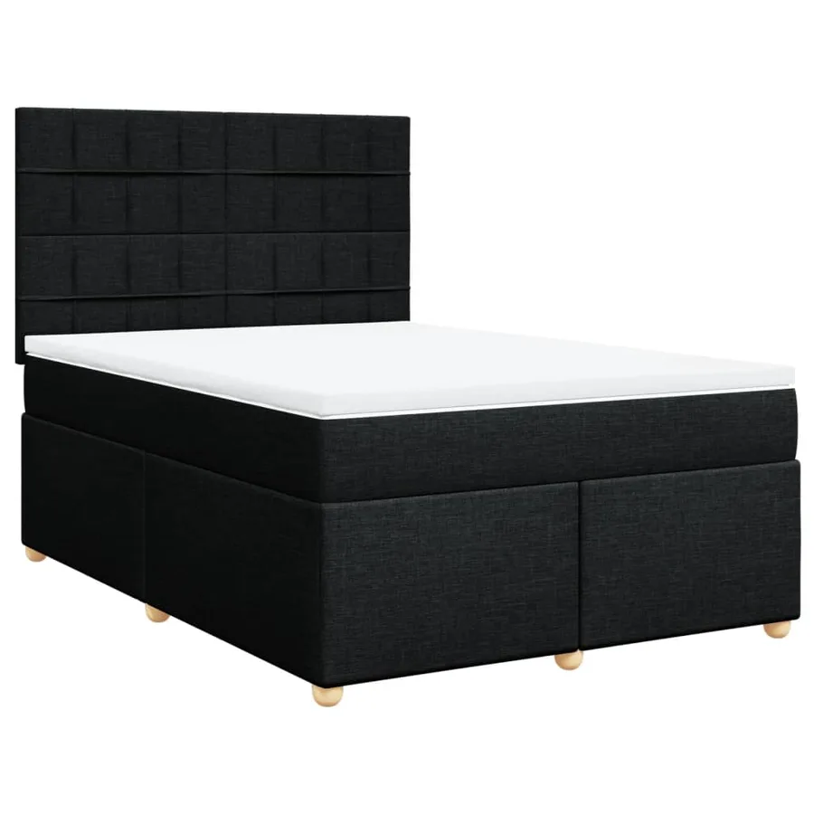 Sommier à lattes de lit avec matelas Noir 140x200 cm Tissu - 3