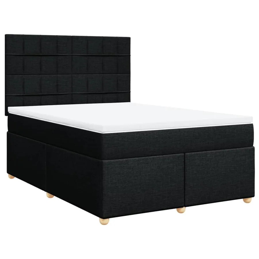Sommier à lattes de lit avec matelas Noir 140x200 cm Tissu - 2