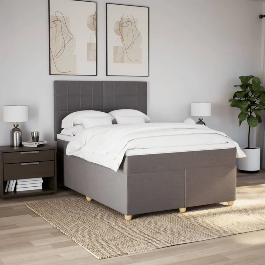 Sommier à lattes de lit avec matelas Taupe 140x200 cm Tissu - 3