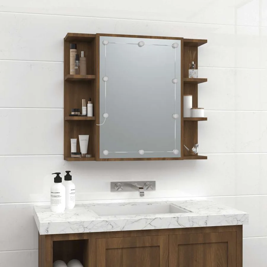 Armoire à miroir avec LED Chêne marron 70x16,5x60 cm - 4