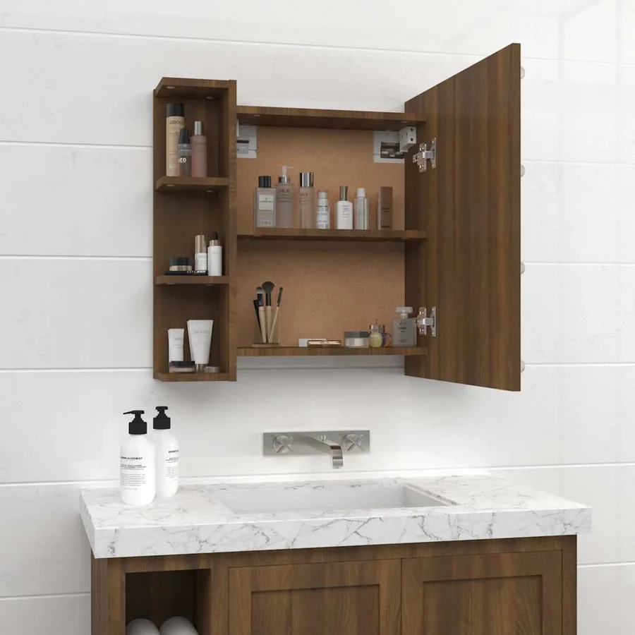 Armoire à miroir avec LED Chêne marron 70x16,5x60 cm - 5