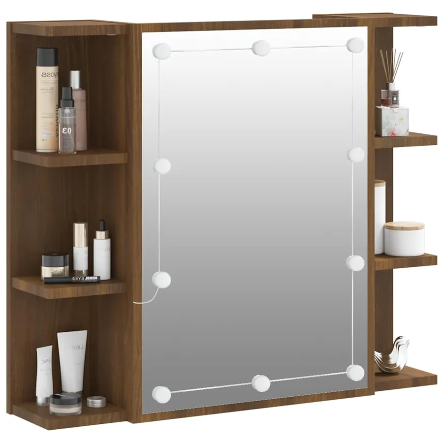 Armoire à miroir avec LED Chêne marron 70x16,5x60 cm - 6