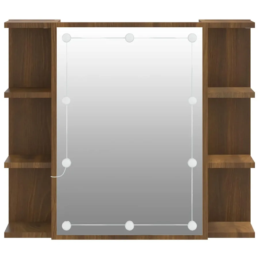 Armoire à miroir avec LED Chêne marron 70x16,5x60 cm - 8