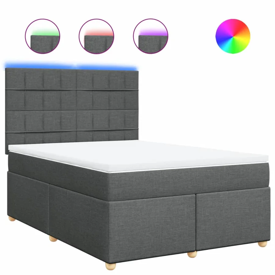 Sommier à lattes de lit avec matelas Gris foncé 140x190cm Tissu - 2