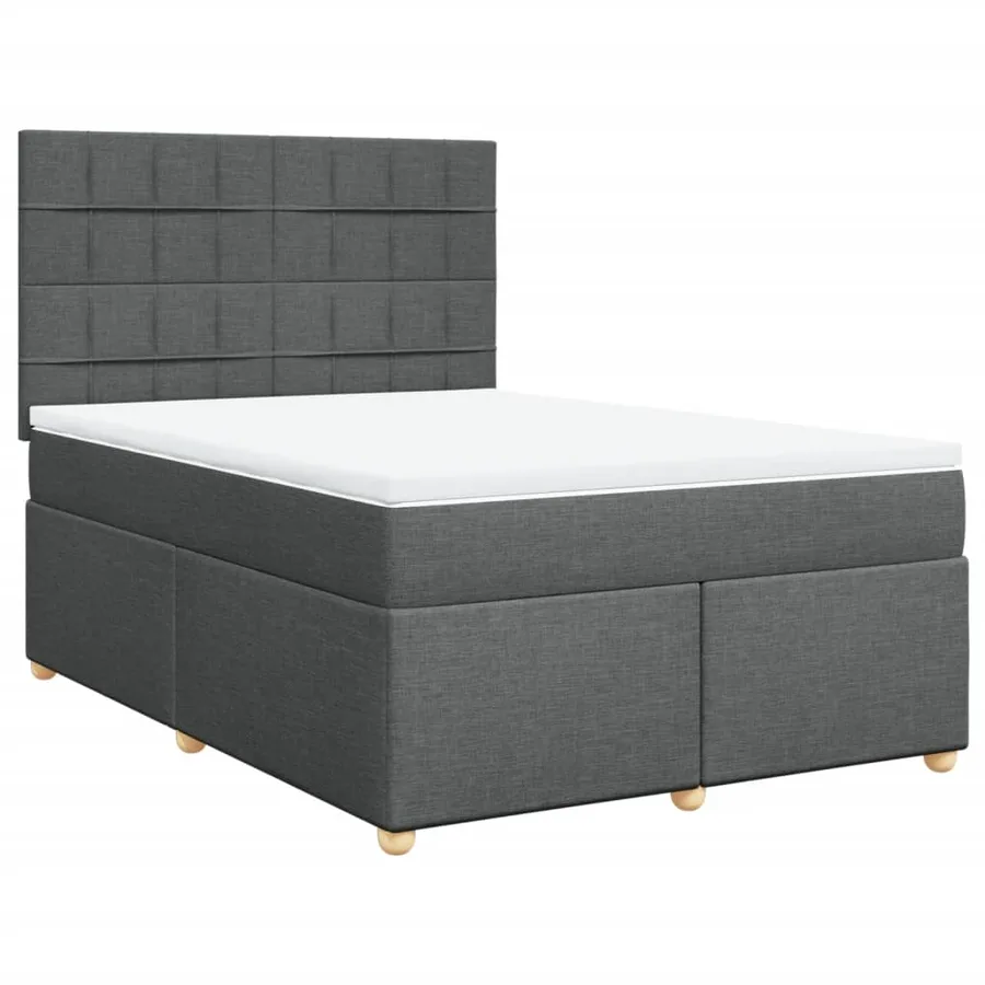 Sommier à lattes de lit avec matelas Gris foncé 140x190cm Tissu - 3