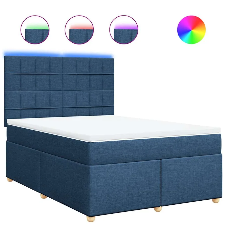 Sommier à lattes de lit avec matelas Bleu 140x190 cm Tissu - 2