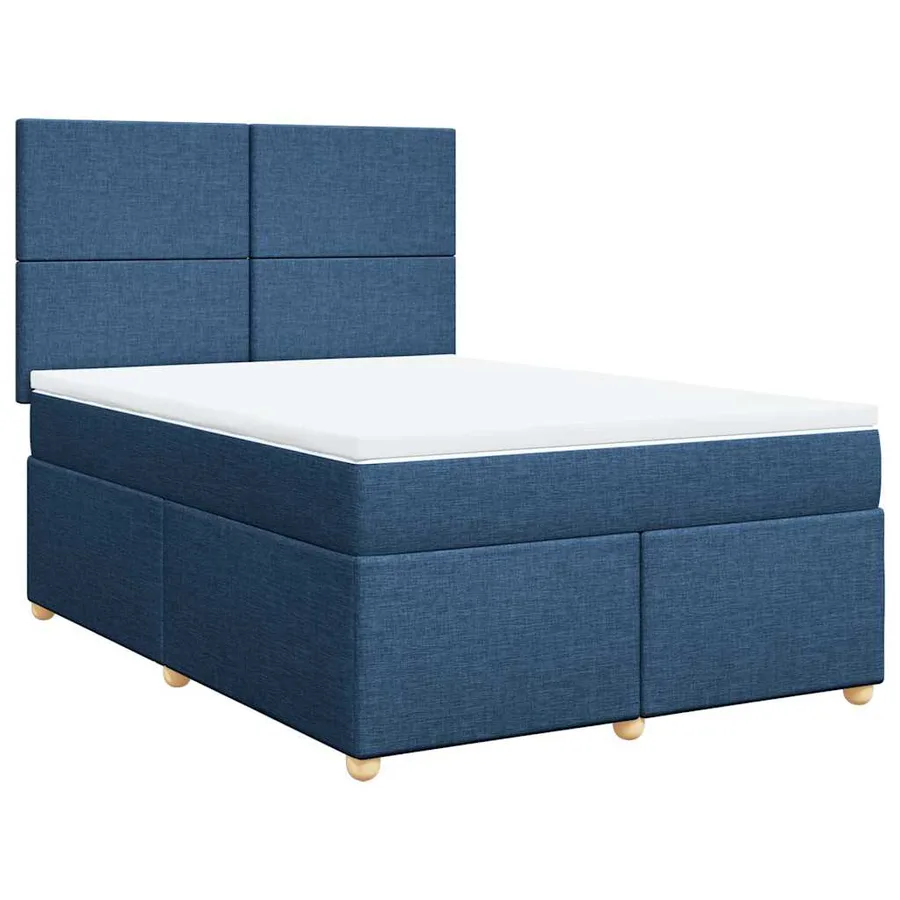 Sommier à lattes de lit avec matelas Bleu 140x190 cm Tissu - 3