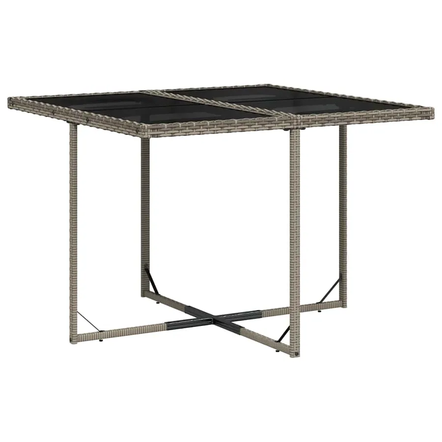 Ensemble à manger de jardin 9 pcs coussins gris résine tressée - 3