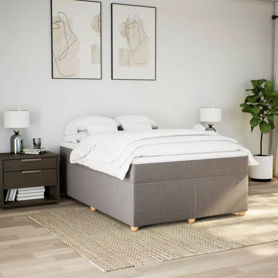 Sommier à lattes de lit avec matelas Taupe 140x190 cm Tissu - 3