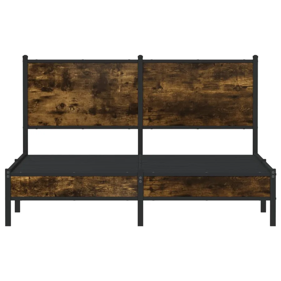 Cadre de lit en métal sans matelas chêne fumé 140x200 cm - 5