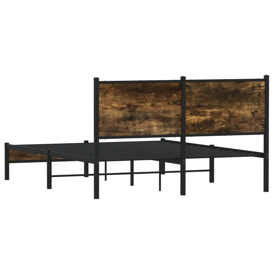 Cadre de lit en métal sans matelas chêne fumé 140x200 cm - 7