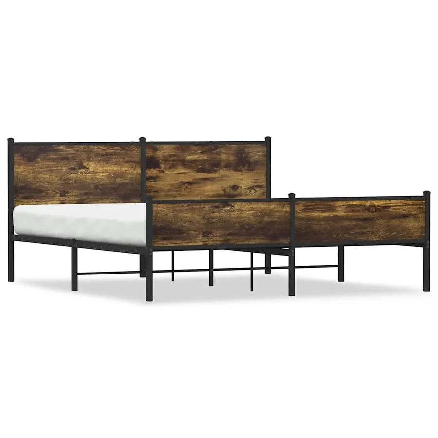 Cadre de lit en métal sans matelas chêne fumé 180x200 cm - 2