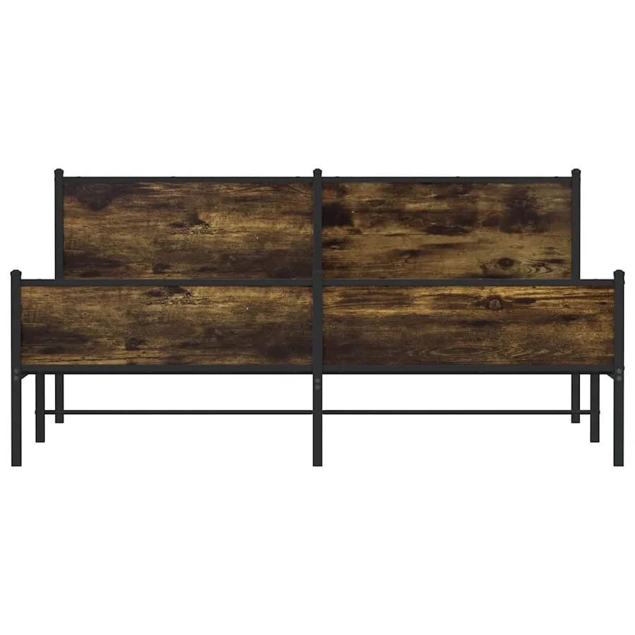 Cadre de lit en métal sans matelas chêne fumé 180x200 cm - 5