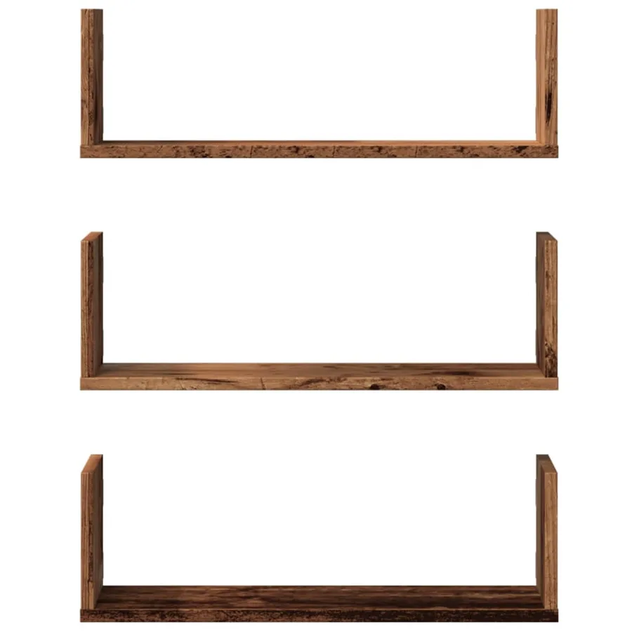 Étagères murales 3 pcs vieux bois 58x18x18 cm bois d'ingénierie - 4
