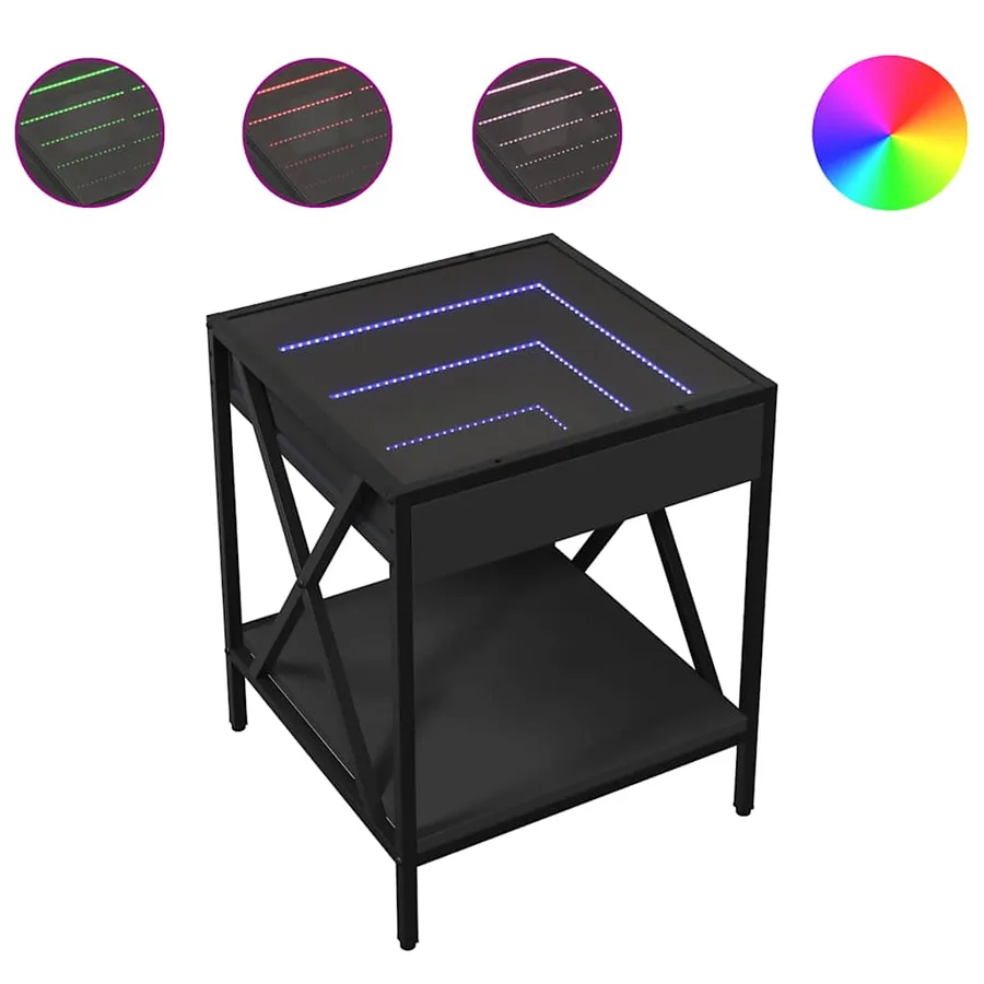 Table basse avec LED Infinity noir 40x40x49 cm - 2