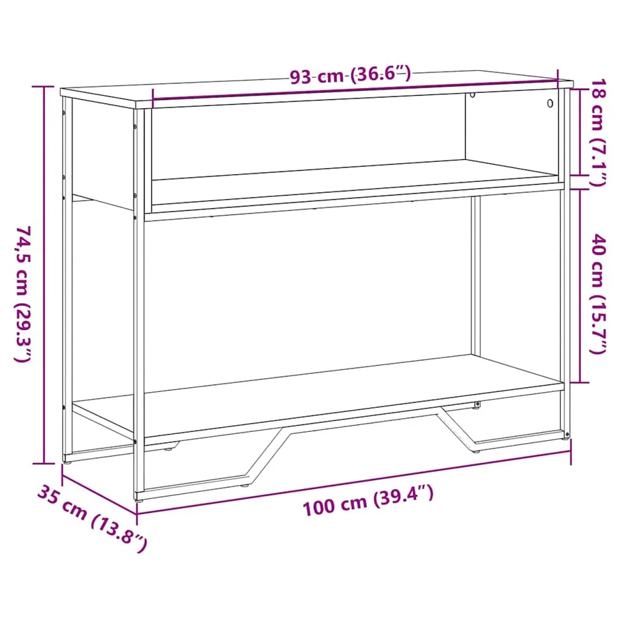 Table console noir 100x35x74,5 cm bois d'ingénierie - 9