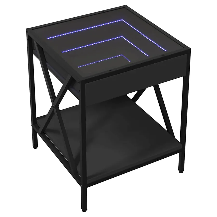 Table de chevet avec LED infini noir 40x40x49 cm - 3