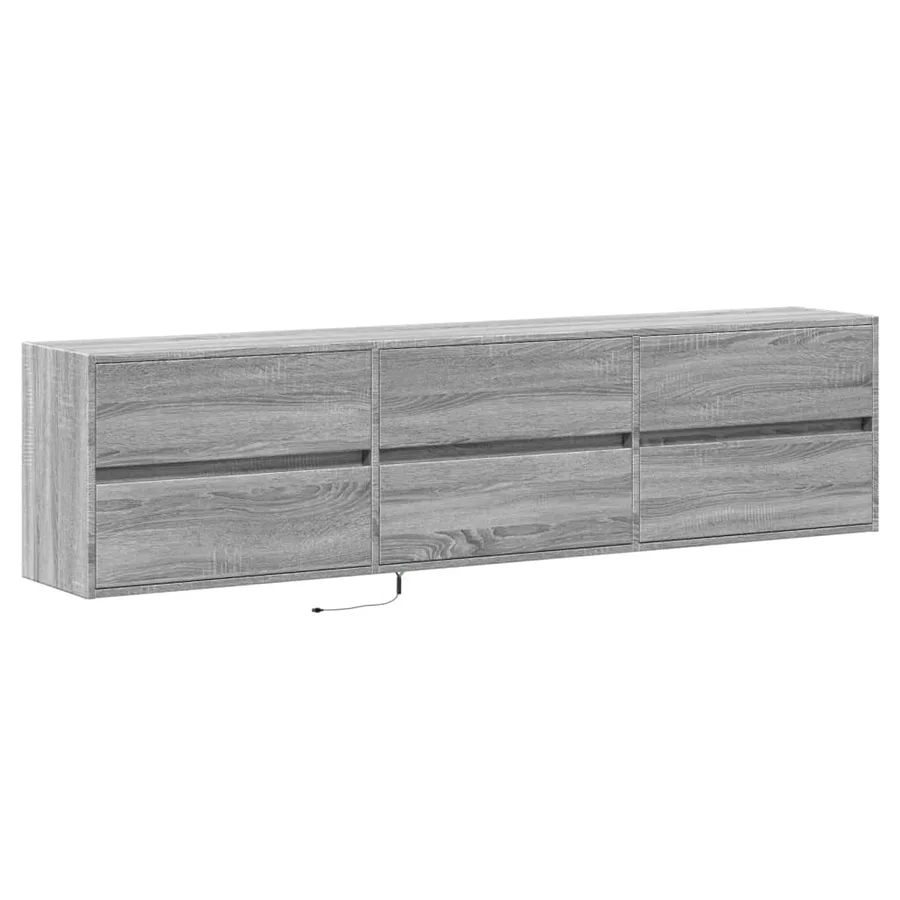 Meuble TV mural avec LED sonoma gris 180x31x45 cm - 3