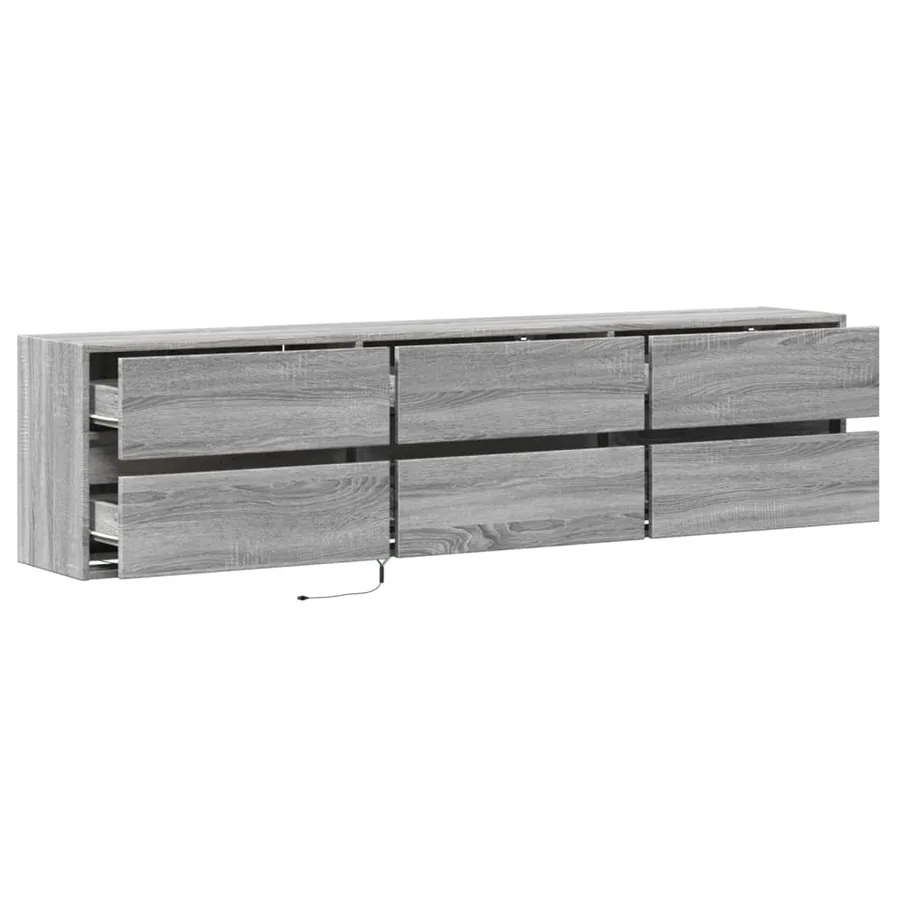 Meuble TV mural avec LED sonoma gris 180x31x45 cm - 9