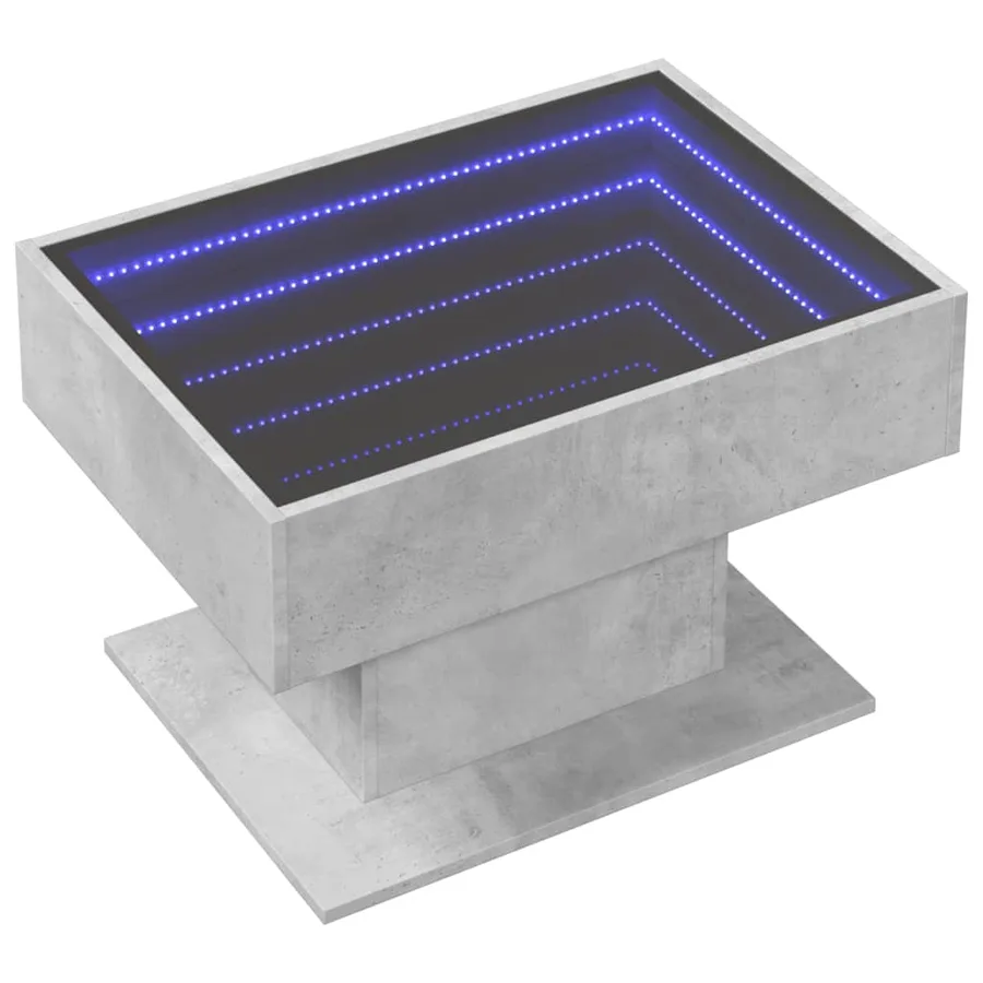 Table basse avec LED gris béton 70x50x45 cm bois d'ingénierie - 3