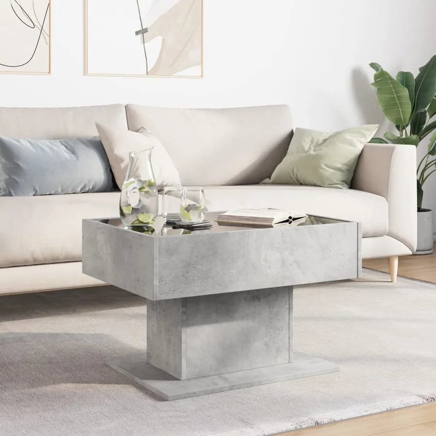 Table basse avec LED gris béton 70x50x45 cm bois d'ingénierie - 4